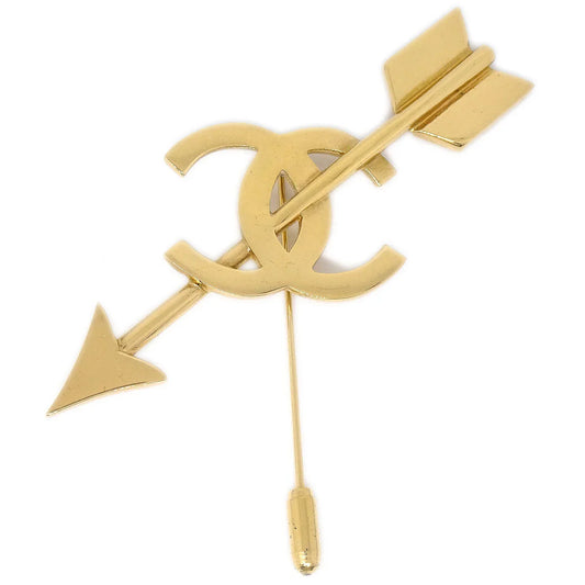 Chanel * 1994 CC And Arrow Brooch Pin Gold 29