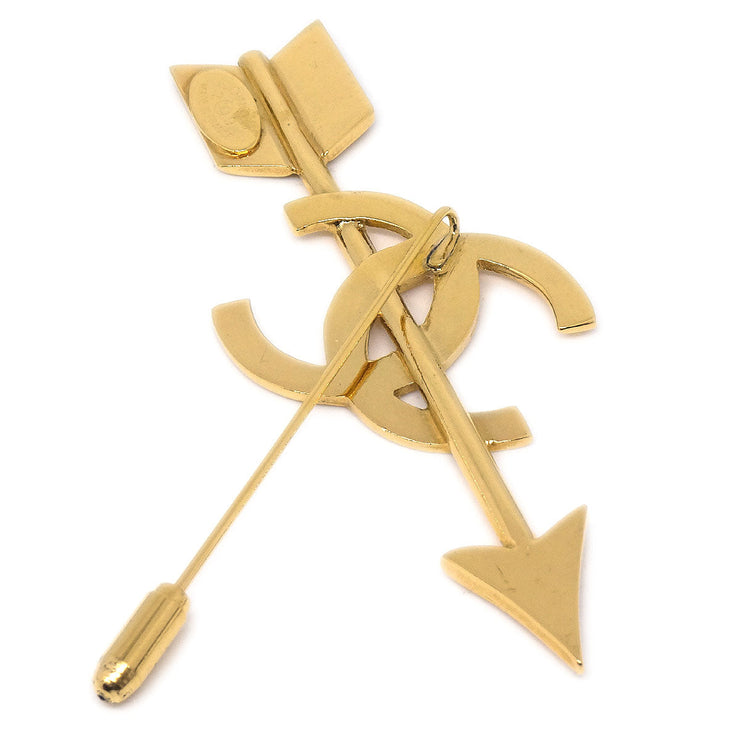 Chanel * 1994 CC And Arrow Brooch Pin Gold 29