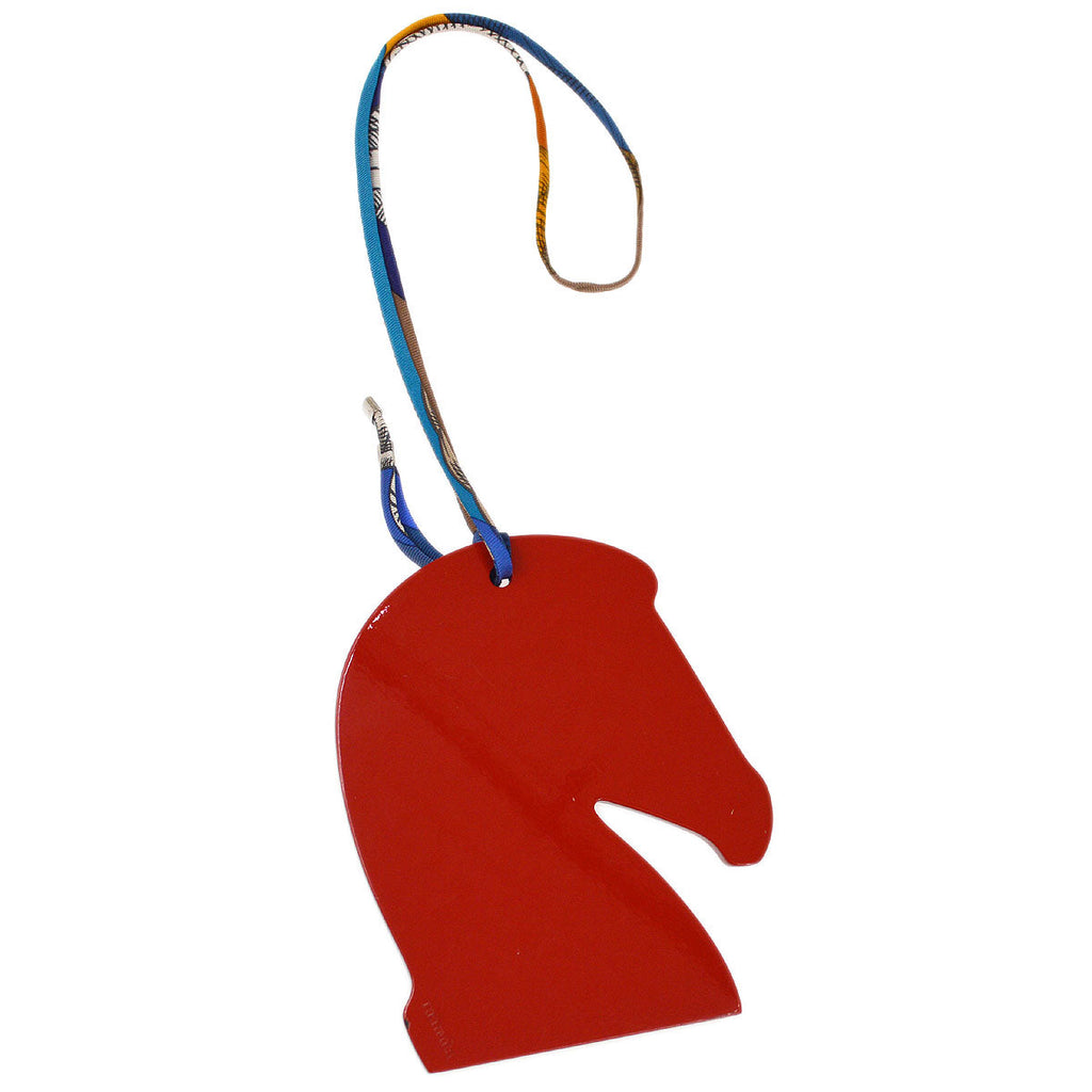 Hermes Samarcande horse head leather ornament in Jaune goatskin.