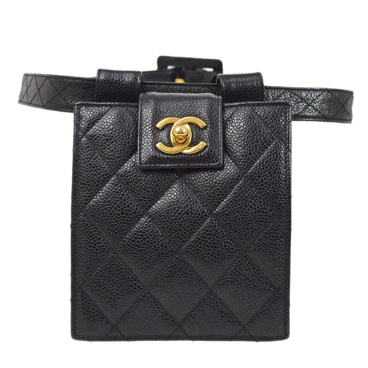 CHANEL 1991-1994 Black Caviar Belt Bag #70
