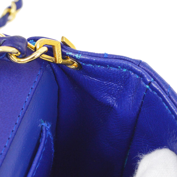 CHANEL Classic Single Flap Small Chain Shoulder bag Blue Lambskin 05982