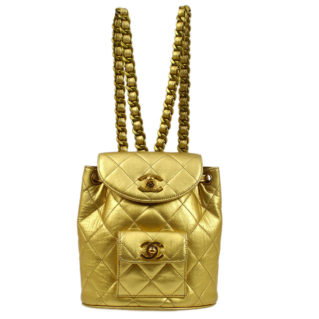 chanel gold backpack