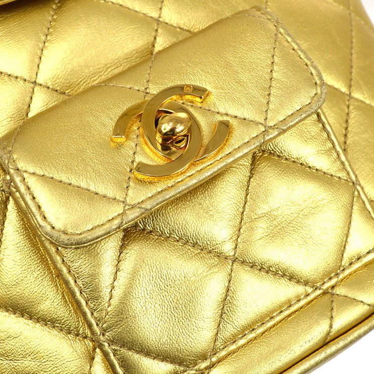 Vintage Chanel Duma Backpack Silver Metallic Lambskin Gold
