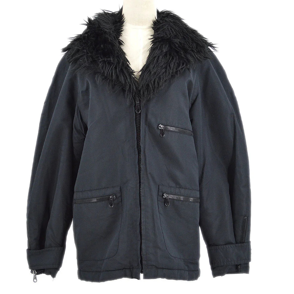CHANEL O3095 #34 Zip-up Coat Black Fur