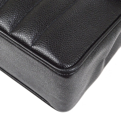 Chanel * 1994-1996 Black Caviar Jumbo Vertical Stith Classic Flap