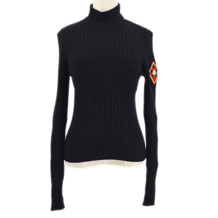 Chanel 1996 logo-patch ribbed cashmere jumper #40