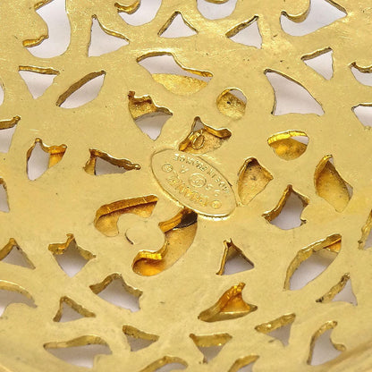 CHANEL 1995 Fretwork Paisley Round Brooch Gold