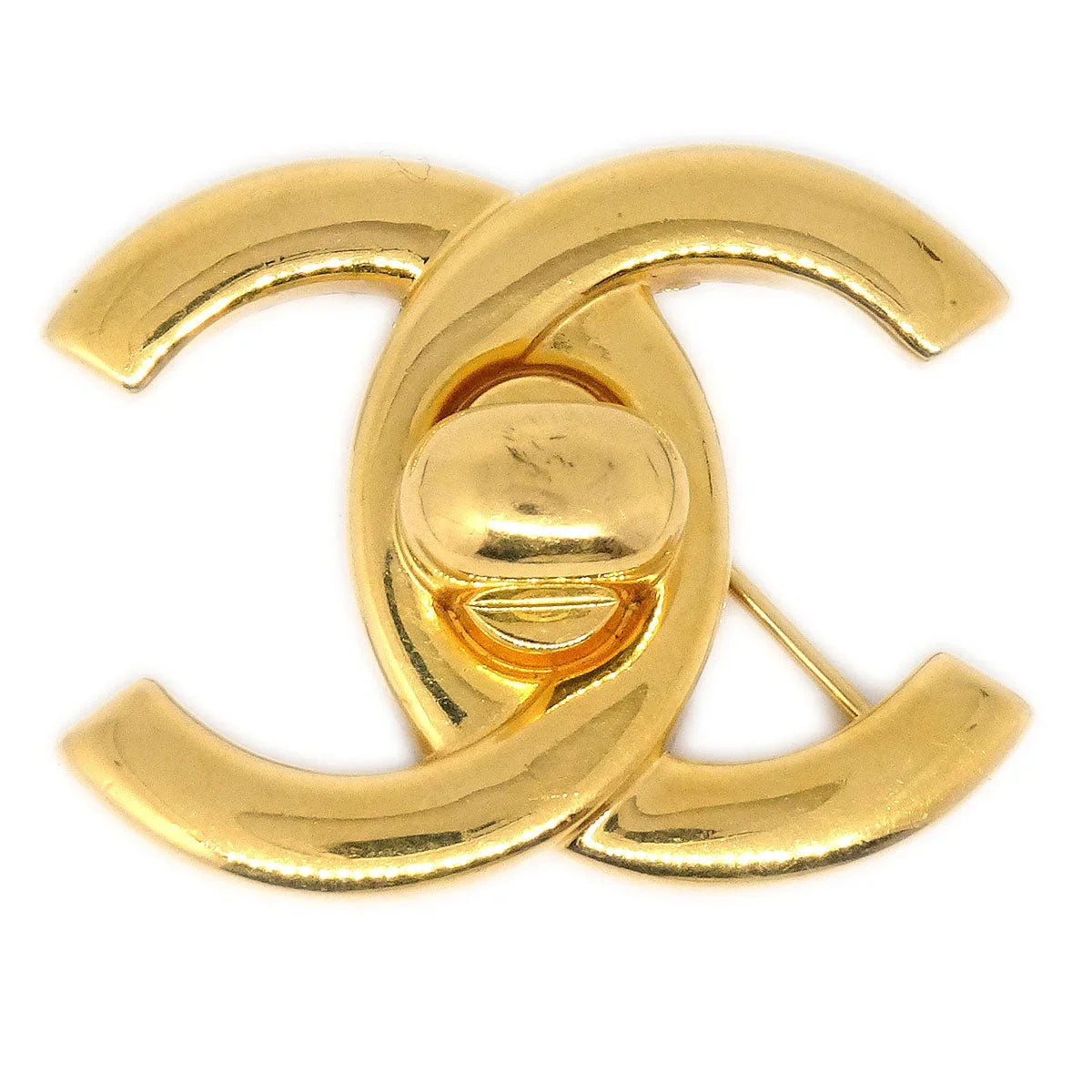 CHANEL Turnlock Brooch Gold-Plated 96A