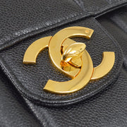 CHANEL 1991-1994 Black Caviar Vertical Classic Flap Jumbo