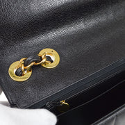 CHANEL 1991-1994 Black Caviar Vertical Classic Flap Jumbo