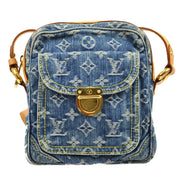Louis Vuitton 2007相机包肩袋蓝色会标牛仔布M95348
