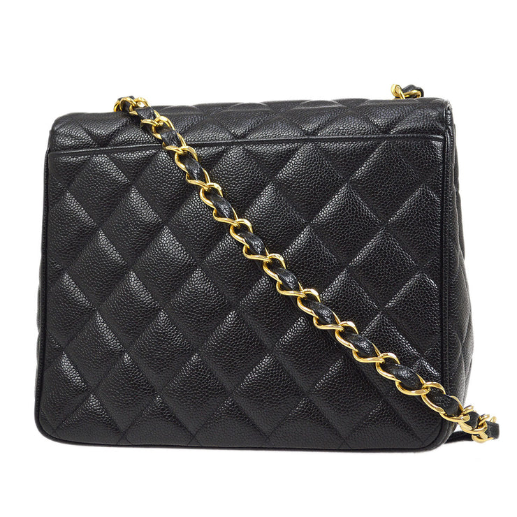 Chanel Timeless Black Caviar Leather CC Boston Duffle Bag with