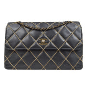 CHANEL 2000-2001 Gunmetal Hardware Wild Stitch Straight Flap Large