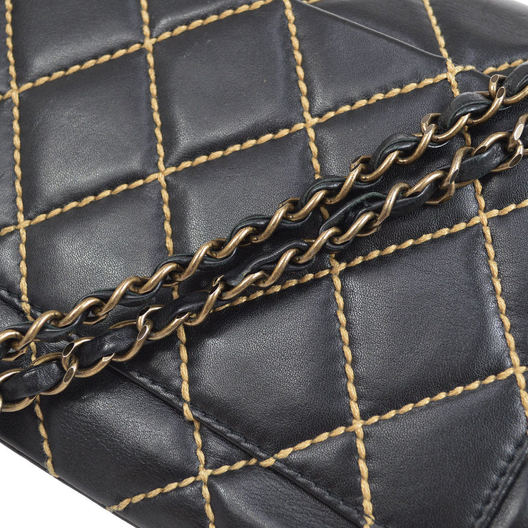 CHANEL 2000-2001 Gunmetal Hardware Wild Stitch Straight Flap Large