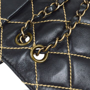 CHANEL 2000-2001 Gunmetal Hardware Wild Stitch Straight Flap Large