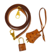 HERMES * Kelly bag strap & padlock set Brown Ostrich