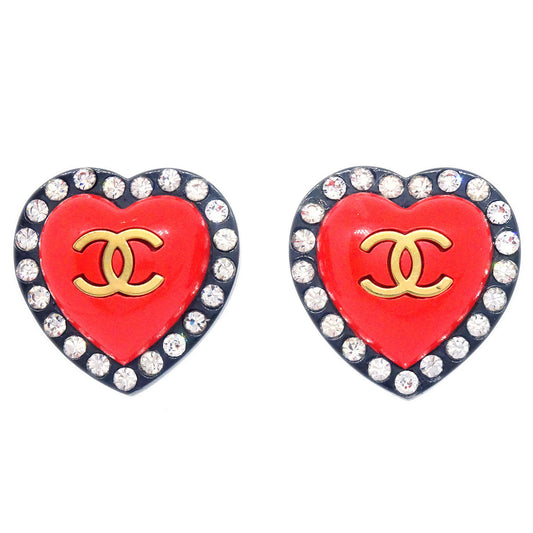 Chanel 1995 Cristal Heart CC耳环