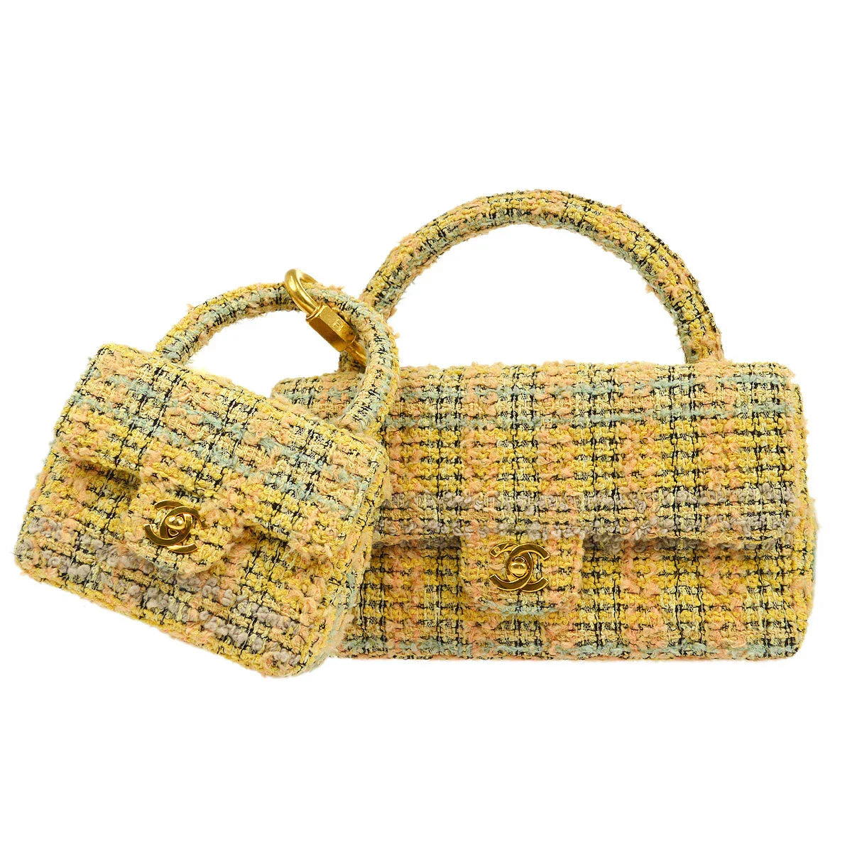 CHANEL 1994 Yellow Tweed Handbag Set – AMORE Vintage Tokyo