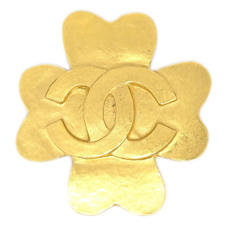 CHANEL, Jewelry, Chanel Clover Cocomark Vintage Gold Plated 93a Womens  Brooch