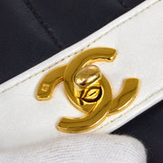 ★香奈儿（Chanel）1993海军白色小羊垂直边框襟翼小