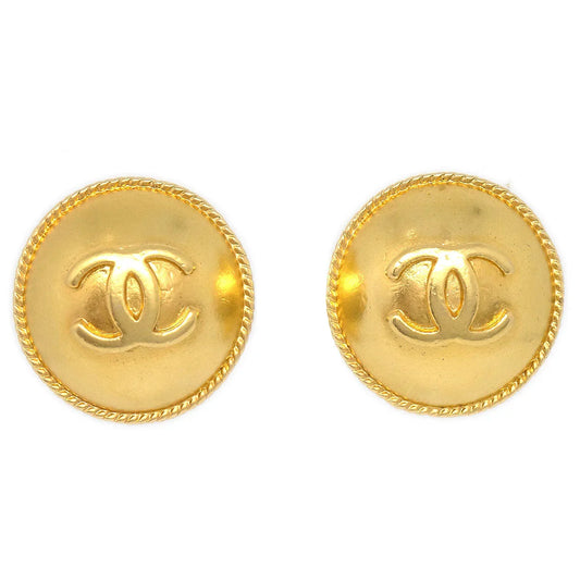 Chanel 1995 Button Earrings Gold