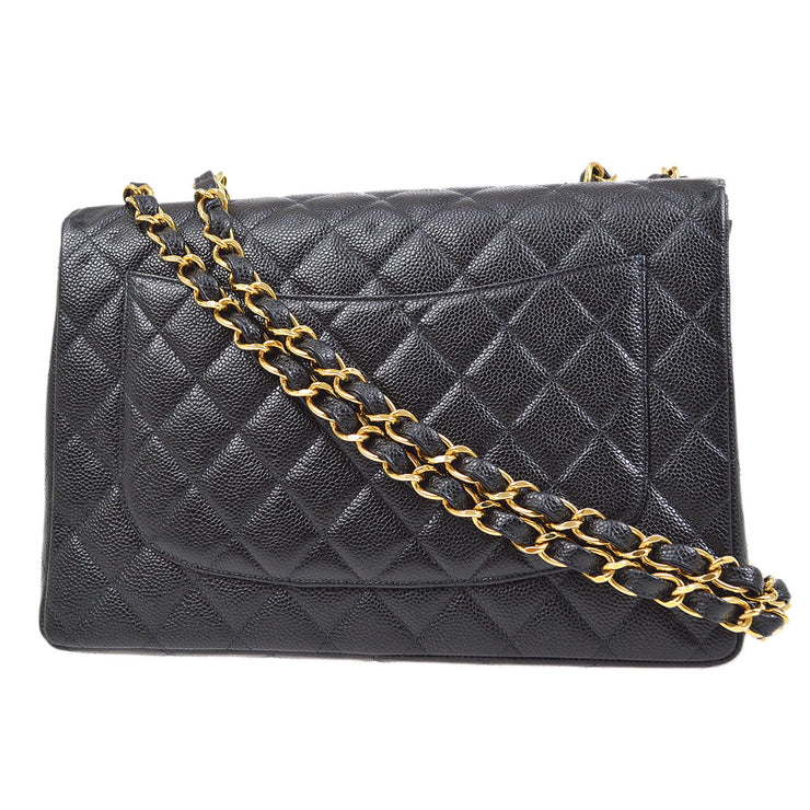 CHANEL 2001-2003 Small CC Classic Flap Jumbo Black Caviar