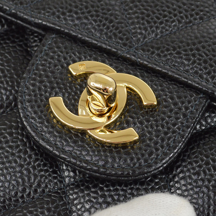 CHANEL 2001-2003 Small CC Classic Flap Jumbo Black Caviar