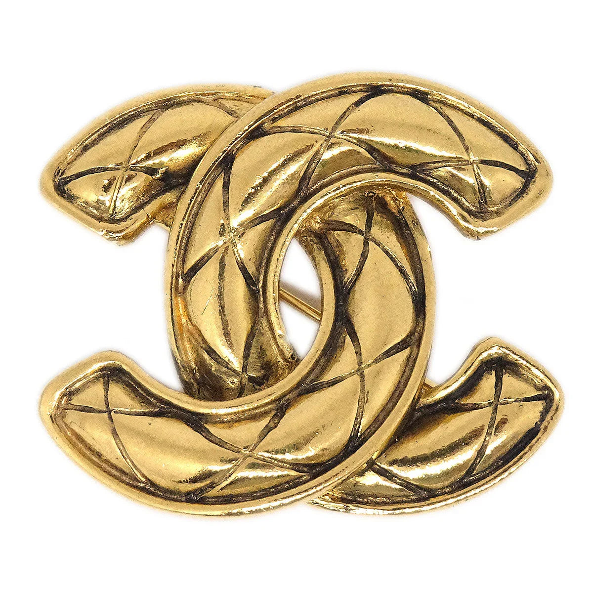 Chanel 1986-1994 Quilted CC Brooch Small 1153