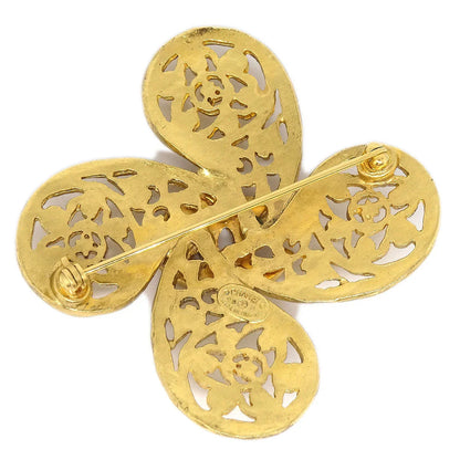 CHANEL 1995 Fretwork Paisley Brooch Gold