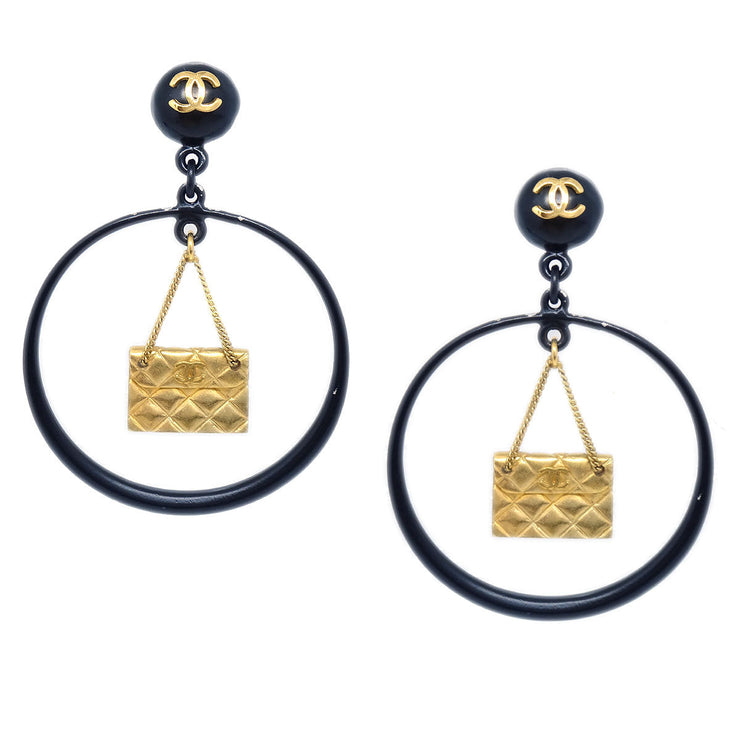 Chanel 1994 Bag Motif Hoop Earrings