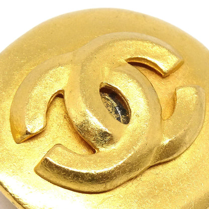 CHANEL 1996 Button Earrings Clip-On Gold Large