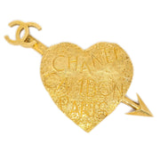 Chanel 1993 Gold Graffiti Heart Arrow Brooch