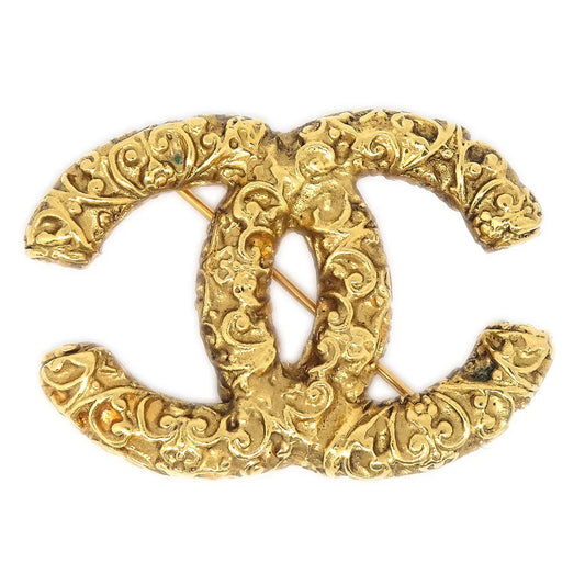 Chanel 1993 CC Brooch Pin Gold Small