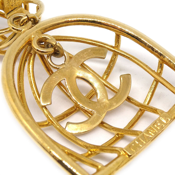 Chanel 1993  Birdcage Dangle Earrings Clip-On Gold