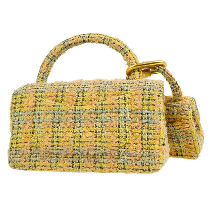 ★香奈儿 * 1991-1994顶部手柄袋套黄色花呢