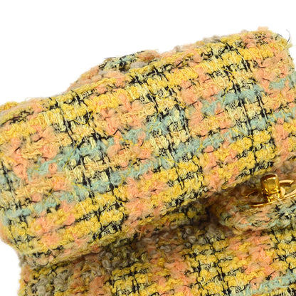 ★香奈儿 * 1991-1994顶部手柄袋套黄色花呢