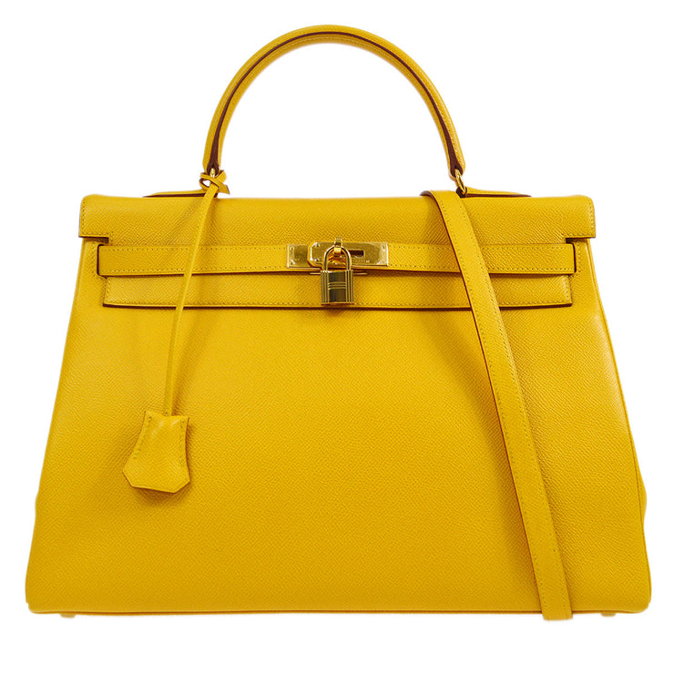 Vintage Hermes yellow Retourne Kelly 35 Bag –