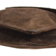 CHANEL 1997-1999 Brown Suede Logo Shoulder Bag