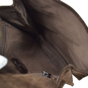 CHANEL 1997-1999 Brown Suede Logo Shoulder Bag