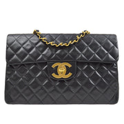 CHANEL 1991-1994 Black Lambskin Classic Flap Maxi