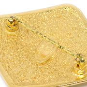 CHANEL 1986-1994 Diamond Shape Brooch Pin Gold 1134