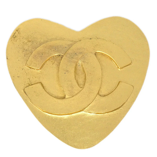 Chanel Heart Brouch Pin Cosage Gold 95p