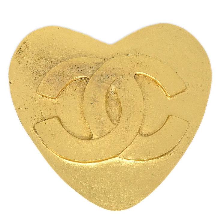 CHANEL Heart Brooch Pin Corsage Gold 95P