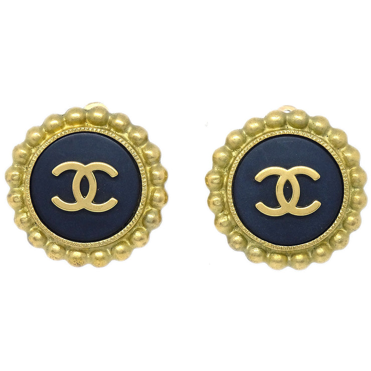 Chanel 1995 Black & Gold CC Earrings