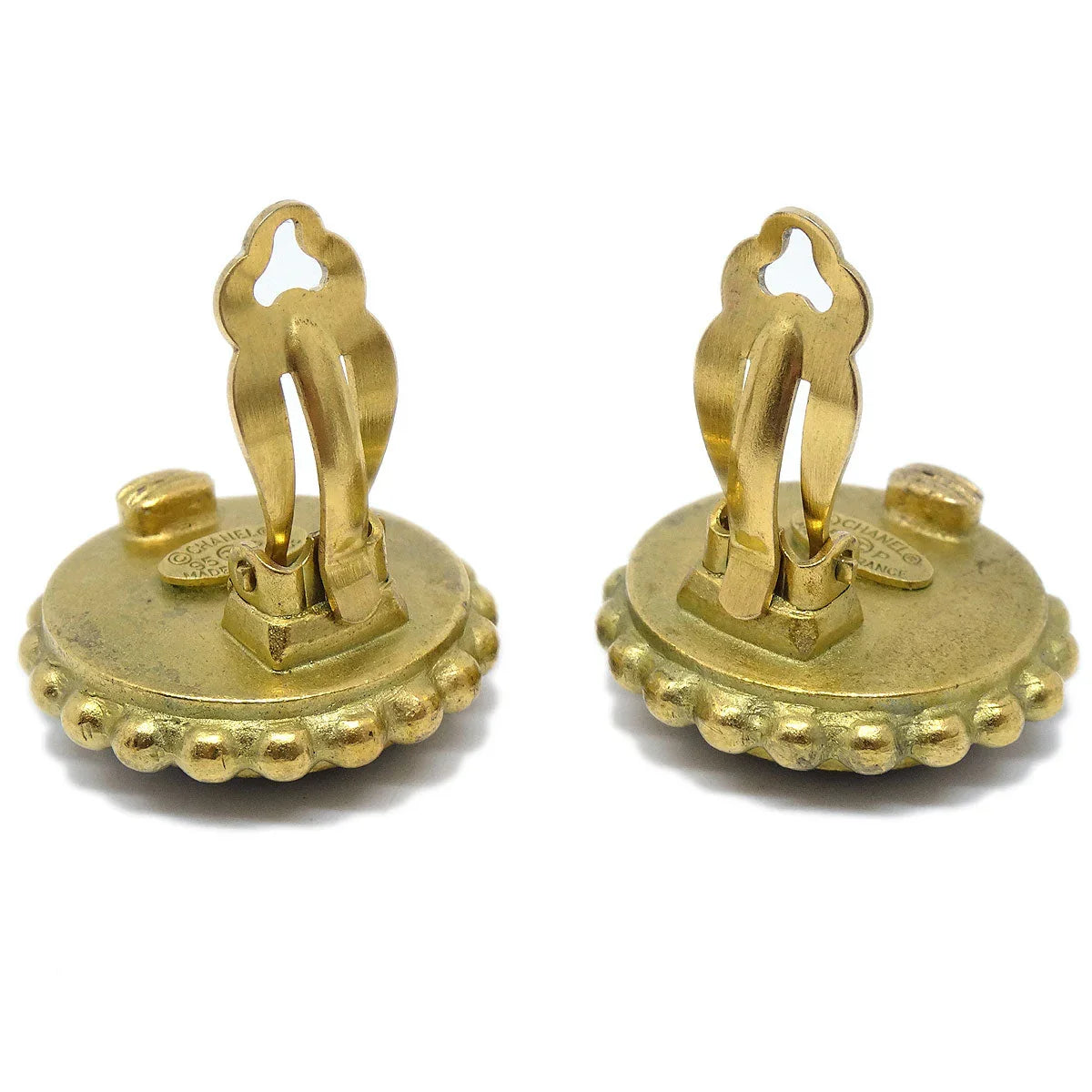 Chanel 1995 Black & Gold CC Earrings
