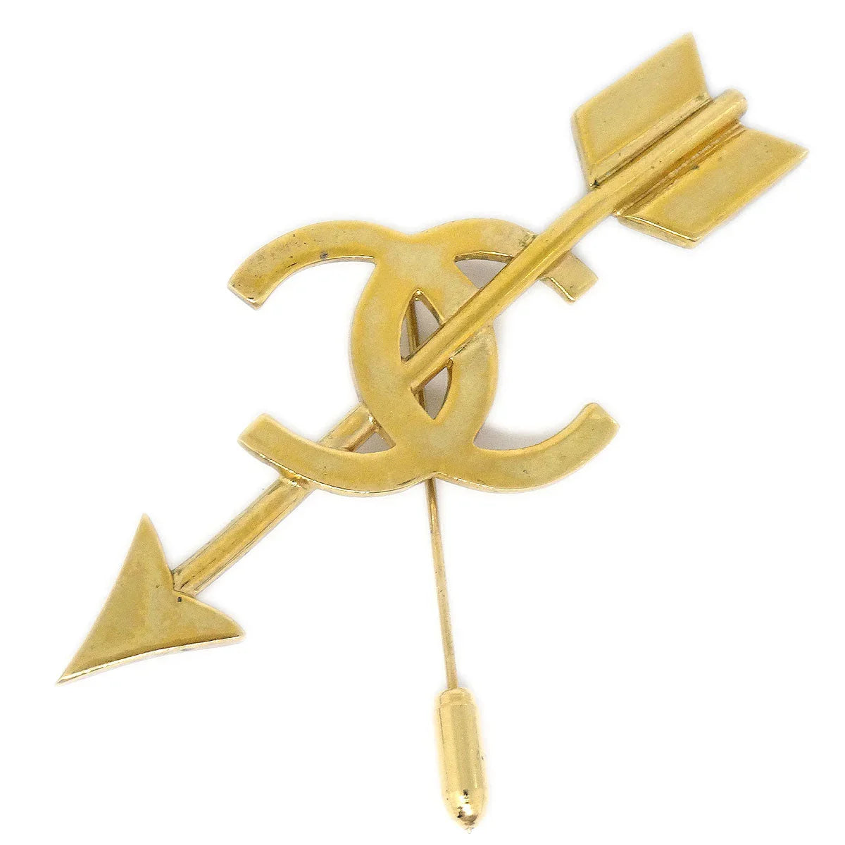 CHANEL 1993 Arrow CC Brooch Pin Gold