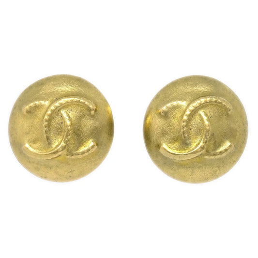 CHANEL 1995 Button Earrings Clip-On Gold