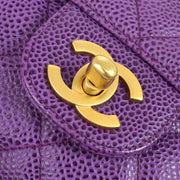 CHANEL * 2000-2001 Classic Single Flap Medium Purple Caviar