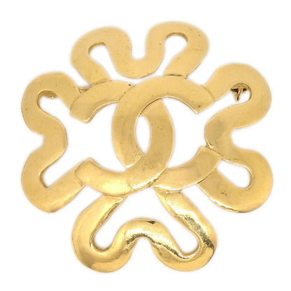 CHANEL 1995 Squiggle Border Brooch Gold