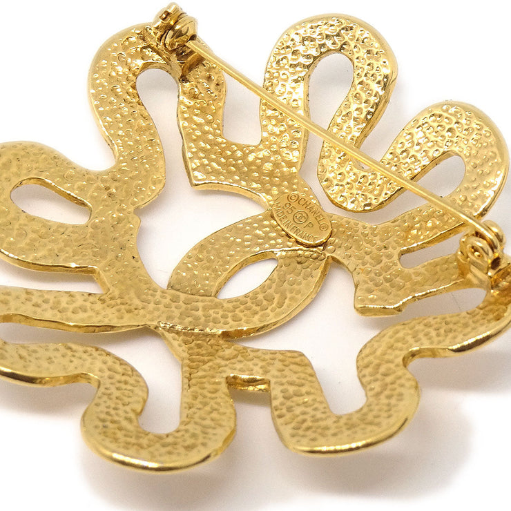 CHANEL 1995 Squiggle Border Brooch Gold